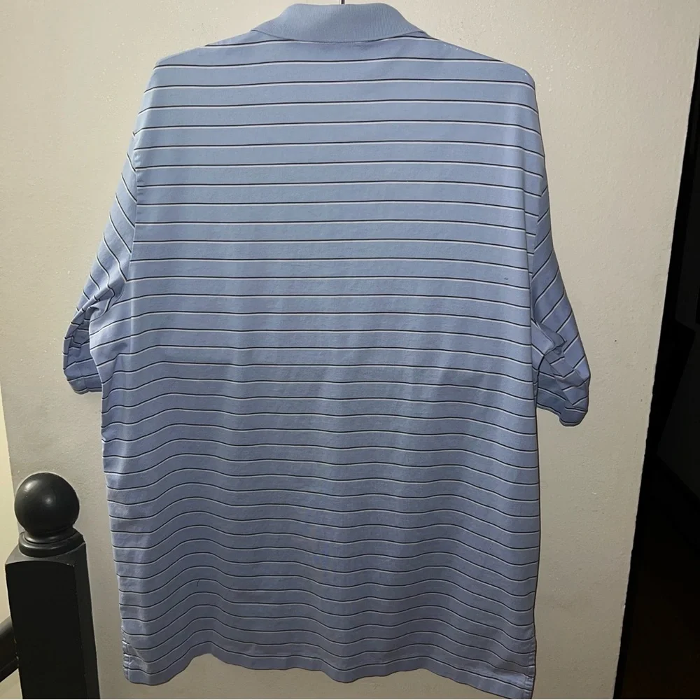 Ralph Lauren Polo Golf Men’s Striped Cotton Polo Shirt Light Blue – Size Large